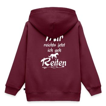 Mir reichts jetzt ich geh reiten - Kinder Premium Organic Hoodie - Burgunderrot - Hinten - AI Model Kid Female (0cm)