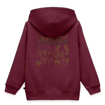 Designed in Jerusalem - Kinder Premium Organic Hoodie - Burgunderrot - Hinten - AI Model Kid Female (0cm)