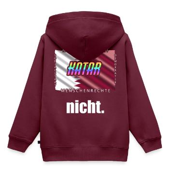 Katar Kritik WM Boykott Spruch - Kinder Premium Organic Hoodie - Burgunderrot - Hinten - AI Model Kid Female (0cm)