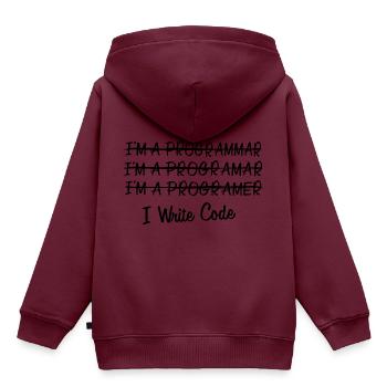 Code - Kinder Premium Organic Hoodie - Burgunderrot - Hinten - AI Model Kid Female (0cm)