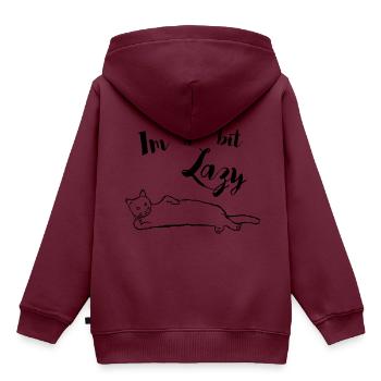 Lazy_Cat - Kinder Premium Organic Hoodie - Burgunderrot - Hinten - AI Model Kid Female (0cm)