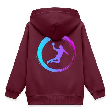Sporty Hobby Leidenschaft Handball - Kinder Premium Organic Hoodie - Burgunderrot - Hinten - AI Model Kid Female (0cm)
