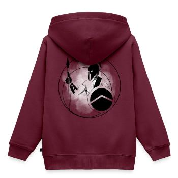 Spartaner - Kinder Premium Organic Hoodie - Burgunderrot - Hinten - AI Model Kid Female (0cm)