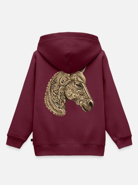 Pferd Portrait - Kinder Premium Organic Hoodie - Burgunderrot