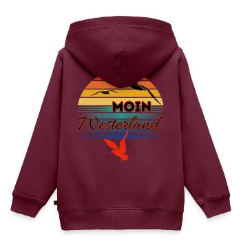 Moin Westerland mit Möwe im Retro Style-Westerland - Kinder Premium Organic Hoodie - Burgunderrot - Hinten - AI Model Kid Female (0cm)