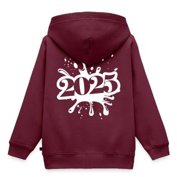 2025 klecks - Kinder Premium Organic Hoodie - Burgunderrot - Hinten - AI Model Kid Female (0cm)