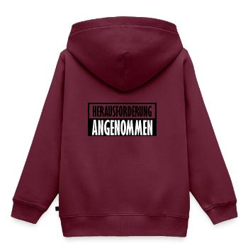 Herausforderung angenommen | Geschenk - Kinder Premium Organic Hoodie - Burgunderrot - Hinten - AI Model Kid Female (0cm)