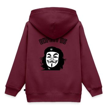 Anonymous - Kinder Premium Organic Hoodie - Burgunderrot - Hinten - AI Model Kid Female (0cm)