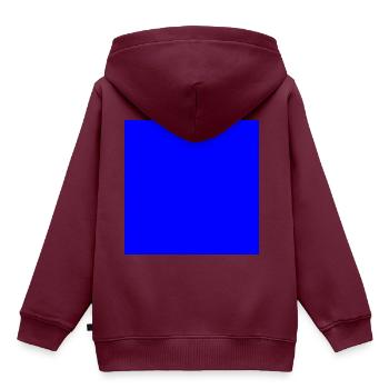 Quadrat blau - Kinder Premium Organic Hoodie - Burgunderrot - Hinten - AI Model Kid Female (0cm)
