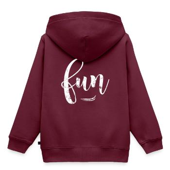 FUN - Kinder Premium Organic Hoodie - Burgunderrot - Hinten - AI Model Kid Female (0cm)