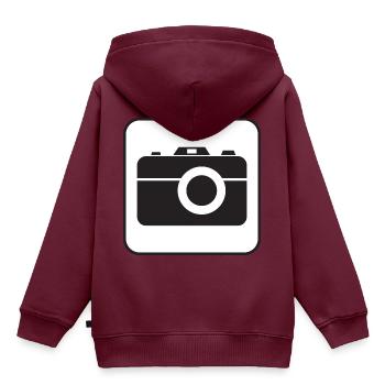 Foto - Kinder Premium Organic Hoodie - Burgunderrot - Hinten - AI Model Kid Female (0cm)