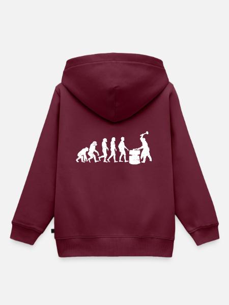 Schmied evolution geschenk schmiedekunst hammer - Kinder Premium Organic Hoodie - Burgunderrot