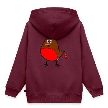 Weihnachts Robin - Kinder Premium Organic Hoodie - Burgunderrot - Hinten - AI Model Kid Female (0cm)