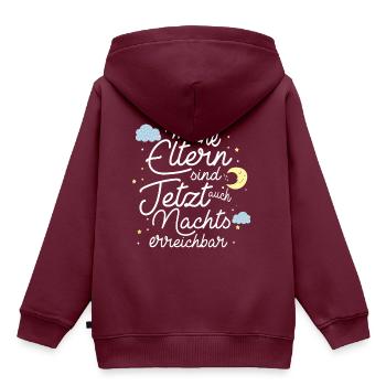 Nachtaktiv baby kleinkind schlaflos Eltern witzig - Kinder Premium Organic Hoodie - Burgunderrot - Hinten - AI Model Kid Female (0cm)