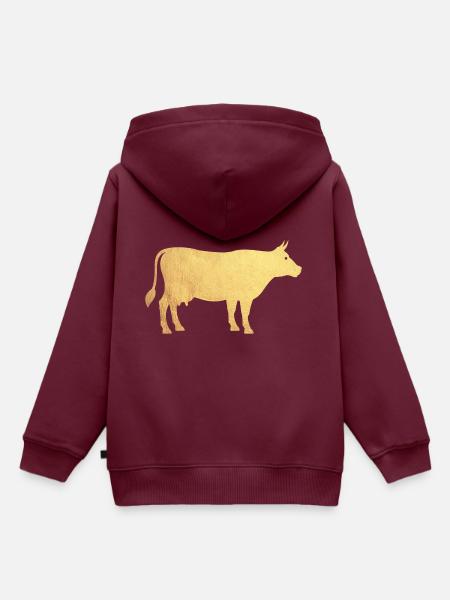Gold Kuh - Kinder Premium Organic Hoodie - Burgunderrot