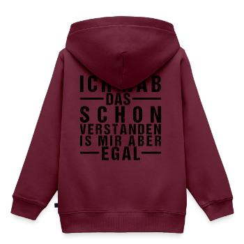 Mir Egal Lustige Sprüche Sarkamus Humor Geschenk - Kinder Premium Organic Hoodie - Burgunderrot - Hinten - AI Model Kid Female (0cm)