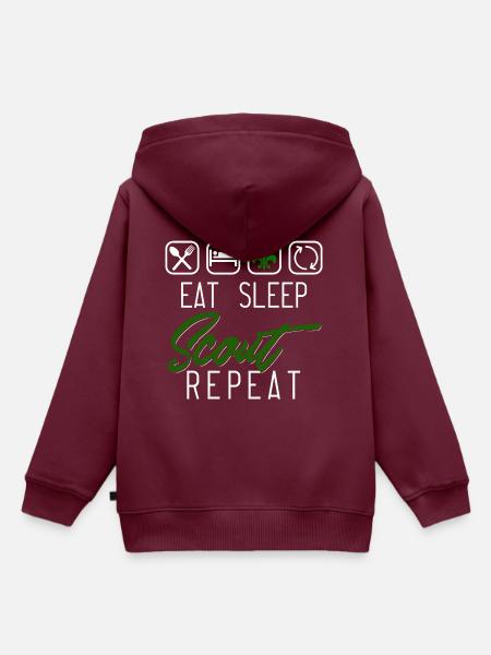 Eat Sleep Scout Repeat - Kinder Premium Organic Hoodie - Burgunderrot