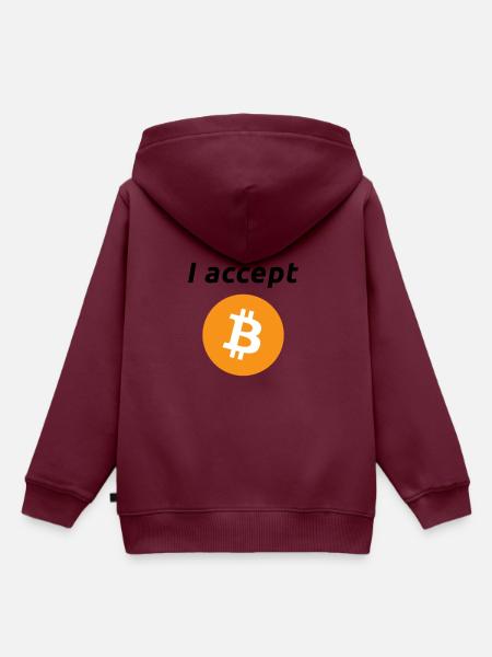 I accept Bitcoins (schwarze Schrift) - Kinder Premium Organic Hoodie - Burgunderrot