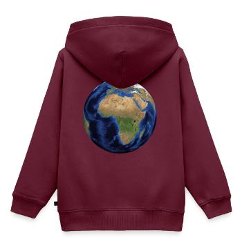 Weltkugel. Geschenkidee - Kinder Premium Organic Hoodie - Burgunderrot - Hinten - AI Model Kid Female (0cm)