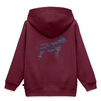 Labrador Rally Obedience Wordcloud - Kinder Premium Organic Hoodie - Burgunderrot - Hinten - AI Model Kid Female (0cm)