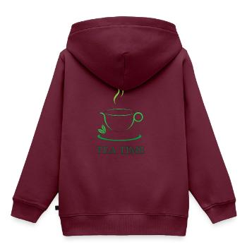Teatime Tee Tee-Liebe Tee-Zeit - Kinder Premium Organic Hoodie - Burgunderrot - Hinten - AI Model Kid Female (0cm)
