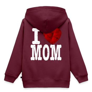 I love Mom T Shirt Geschenk Rubin Herz mama - Kinder Premium Organic Hoodie - Burgunderrot - Hinten - AI Model Kid Female (0cm)