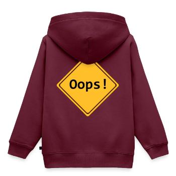 error, oops!, anpassbar - Kinder Premium Organic Hoodie - Burgunderrot - Hinten - AI Model Kid Female (0cm)