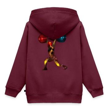 spacy weightlifter - Kinder Premium Organic Hoodie - Burgunderrot - Hinten - AI Model Kid Female (0cm)