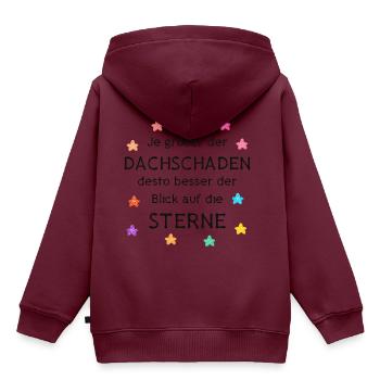 Je größer der Dachschaden Blick auf die Sterne - Kinder Premium Organic Hoodie - Burgunderrot - Hinten - AI Model Kid Female (0cm)