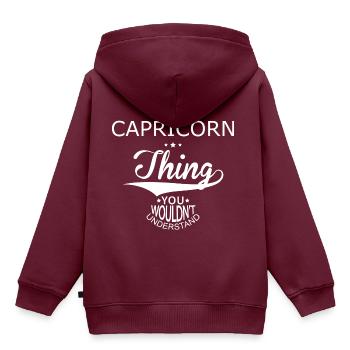 Sternzeichen Steinbock - Kinder Premium Organic Hoodie - Burgunderrot - Hinten - AI Model Kid Female (0cm)