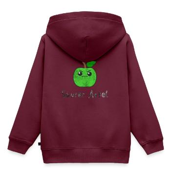 Saurer Apfel Vegan Frucht Wortwitz Geschenk Idee - Kinder Premium Organic Hoodie - Burgunderrot - Hinten - AI Model Kid Female (0cm)