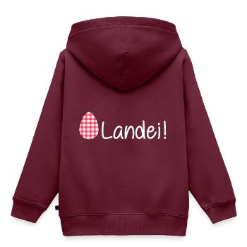 landei (white) - Kinder Premium Organic Hoodie - Burgunderrot - Hinten - AI Model Kid Female (0cm)