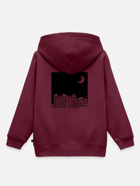 Nachthimmel Skyline - Kinder Premium Organic Hoodie - Burgunderrot