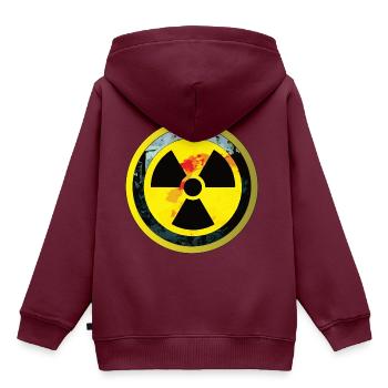 Vorsicht Radioaktiv Atom Strahlung birgt Gefahr - Kinder Premium Organic Hoodie - Burgunderrot - Hinten - AI Model Kid Female (0cm)