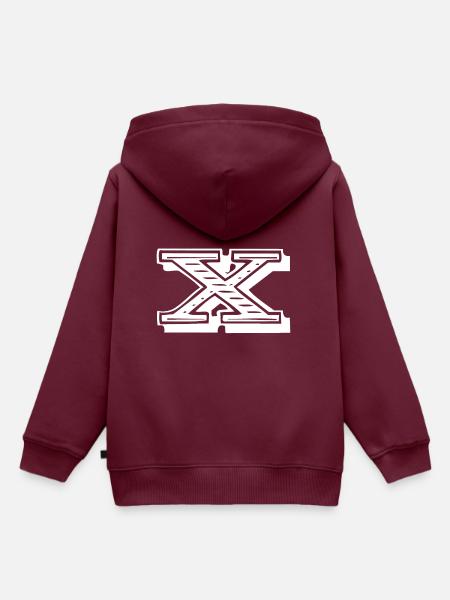 Buchstabe X - Kinder Premium Organic Hoodie - Burgunderrot