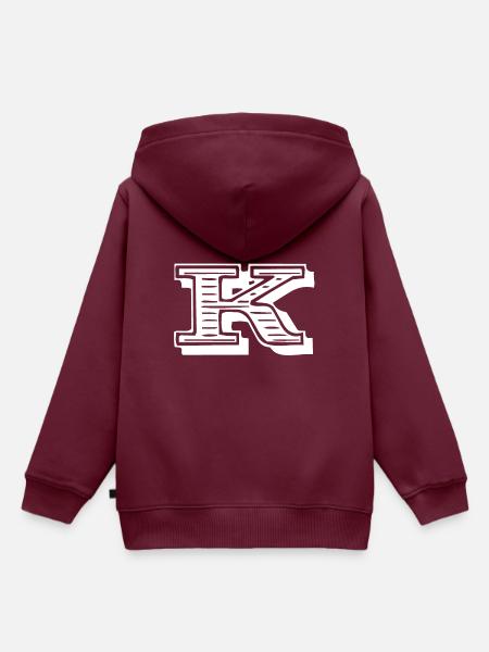 Buchstabe K - Kinder Premium Organic Hoodie - Burgunderrot
