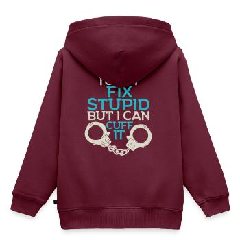 Dummheit stoppen - Polizei - Handschellen - Kinder Premium Organic Hoodie - Burgunderrot - Hinten - AI Model Kid Female (0cm)