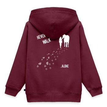 nerver walk alone Frau& Pferd - Kinder Premium Organic Hoodie - Burgunderrot - Hinten - AI Model Kid Female (0cm)