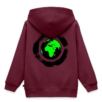 grüne Erde - Kinder Premium Organic Hoodie - Burgunderrot - Hinten - AI Model Kid Female (0cm)