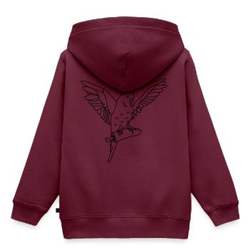Gib ihm nicht den kleinen Finger, sonst... - Kinder Premium Organic Hoodie - Burgunderrot - Hinten - AI Model Kid Female (0cm)