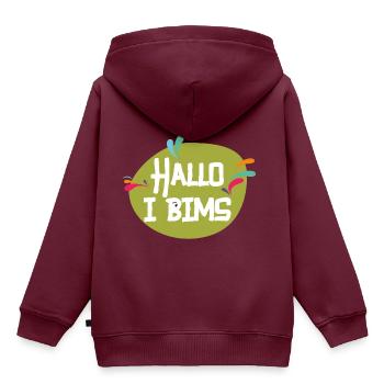 Hallo i bims - Kinder Premium Organic Hoodie - Burgunderrot - Hinten - AI Model Kid Female (0cm)
