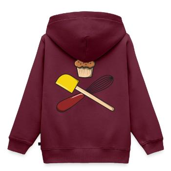 backen Bäcker Törtchen Geschenk idee Kuchen - Kinder Premium Organic Hoodie - Burgunderrot - Hinten - AI Model Kid Female (0cm)
