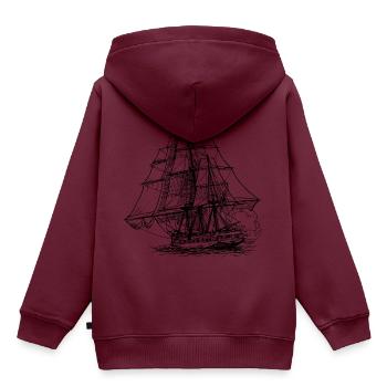 pirate ship boat pirat piratenschiff schiff skull1 - Kinder Premium Organic Hoodie - Burgunderrot - Hinten - AI Model Kid Female (0cm)