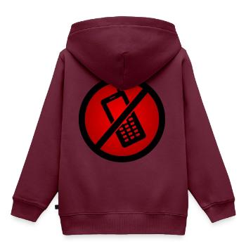 Handy Verboten :) - Kinder Premium Organic Hoodie - Burgunderrot - Hinten - AI Model Kid Female (0cm)