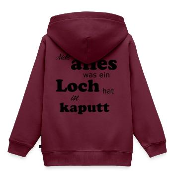 Nicht alles was ein Loch hat ist kaputt Geschenk - Kinder Premium Organic Hoodie - Burgunderrot - Hinten - AI Model Kid Female (0cm)