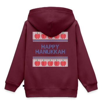 Ugly Hanukkah, Chanukkah, Lichterfest, Geschenk - Kinder Premium Organic Hoodie - Burgunderrot - Hinten - AI Model Kid Female (0cm)