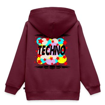 Techno - Kinder Premium Organic Hoodie - Burgunderrot - Hinten - AI Model Kid Female (0cm)