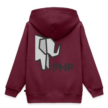 PHP Elefant - Kinder Premium Organic Hoodie - Burgunderrot - Hinten - AI Model Kid Female (0cm)