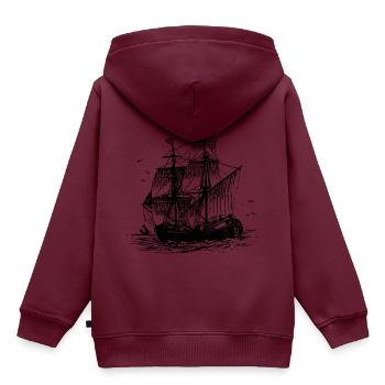 pirate ship boat pirat piratenschiff schiff skull1 - Kinder Premium Organic Hoodie - Burgunderrot - Hinten - AI Model Kid Female (0cm)