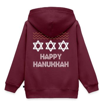 Ugly Hanukkah, Chanukkah, Lichterfest, Geschenk - Kinder Premium Organic Hoodie - Burgunderrot - Hinten - AI Model Kid Female (0cm)